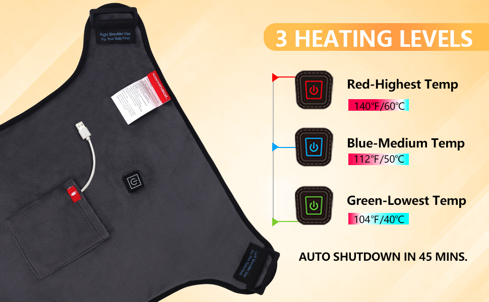 Comfheat Heated Shoulder Wrap Brace，USB Portable Shoulder Heating Pad