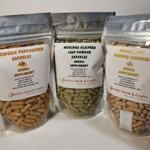 Tumeric Peppercorn, Moringa Leaf, Ginger Herbal Capsules