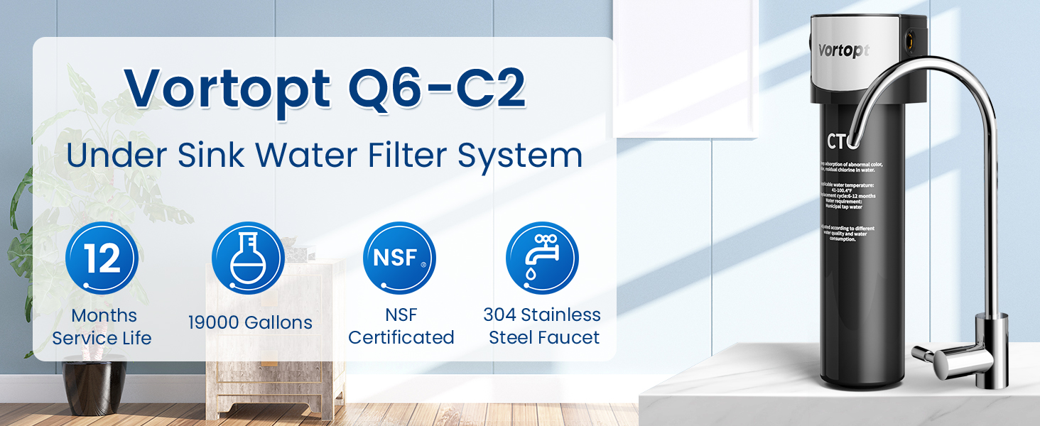 Vortopt Under Sink Water Filter System 19K Gallons NSF/ANSI 42