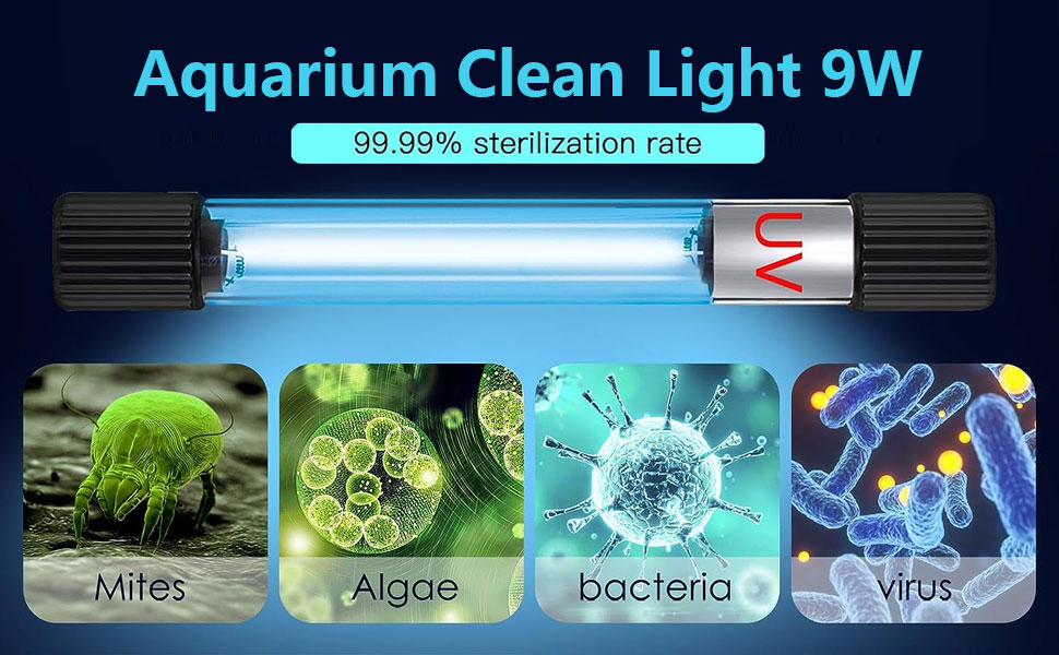 Aquarium Clean Light 9W UV Sanitizer Submersible Light