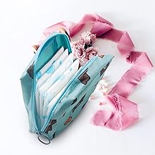 4 Pcs Sanitary Napkin Pouch, Cute Portable Fashion Nursing Sanitary Pouches for Women