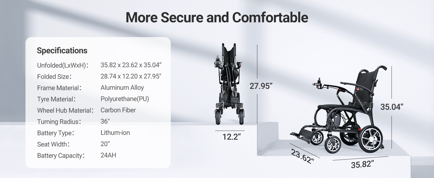 Lightweight Carbon Fiber Electric Wheelchairs 
