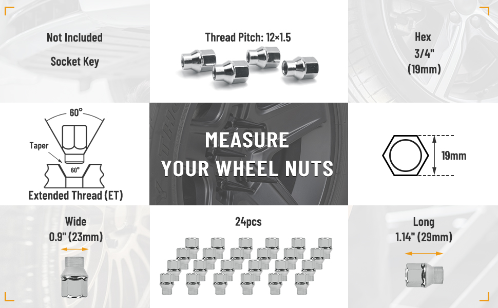 12x1.5 Chrome Open Extended Lug Nuts