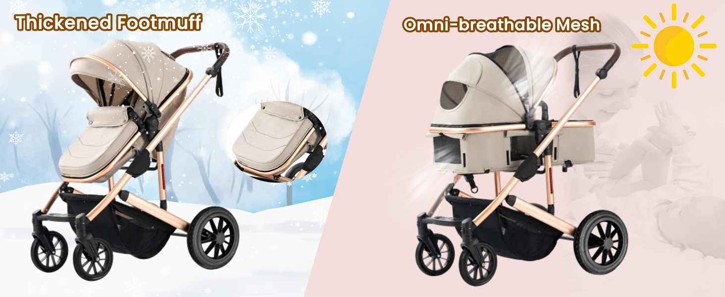 full size stroller beige