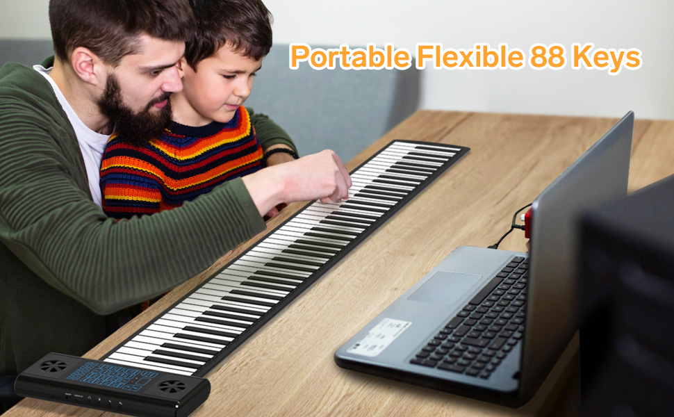 KONIX Roll Up Piano 88 key, Hand Roll Portable Piano for