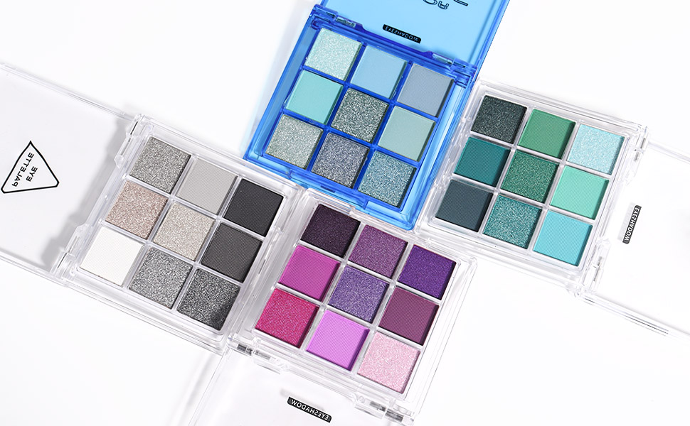 evpct 9 Colors Purple Pink Lavender Glitter Shimmer Matte Eye Shadow Palette