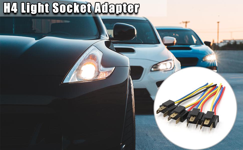 uxcell 4pcs H4 Headlight Bulb Socket Male Wire Harness