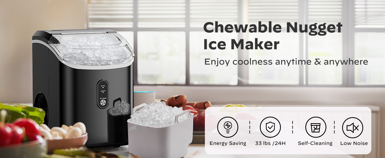 Nugget Countertop Ice Maker, Silonn Chewable Pellet Ice