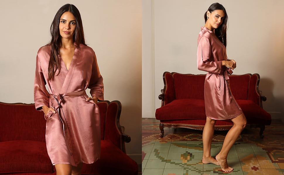Tara Sartoria Silk Robe Short for Women