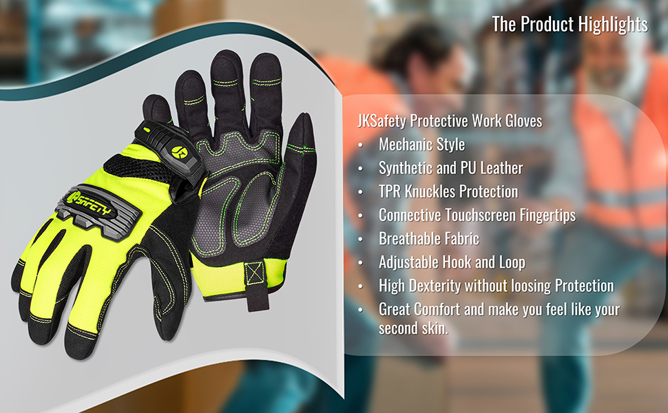jksafety protective mechanical work gloves yellow color products highlights