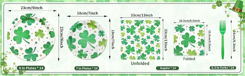 96 Pieces St. Patrick's Day Shamrock Plates
