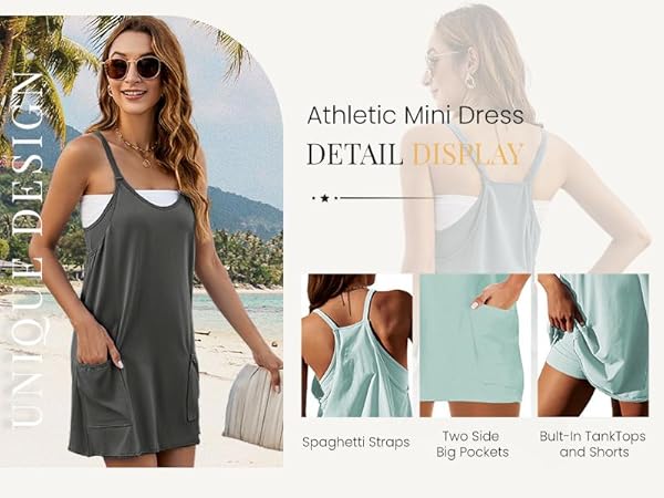 Yidarer Womens Summer Athletic Mini Dress Sleeveless