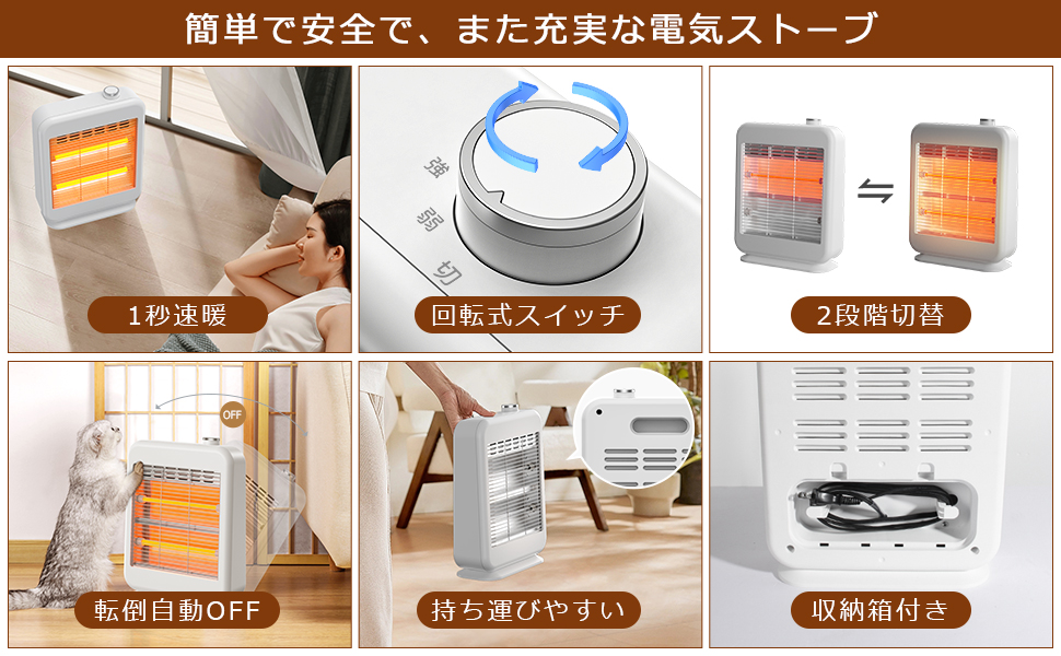 Amazon | VANTSH 電気ストーブ ヒーター 小型 節電対策 省エネ 2