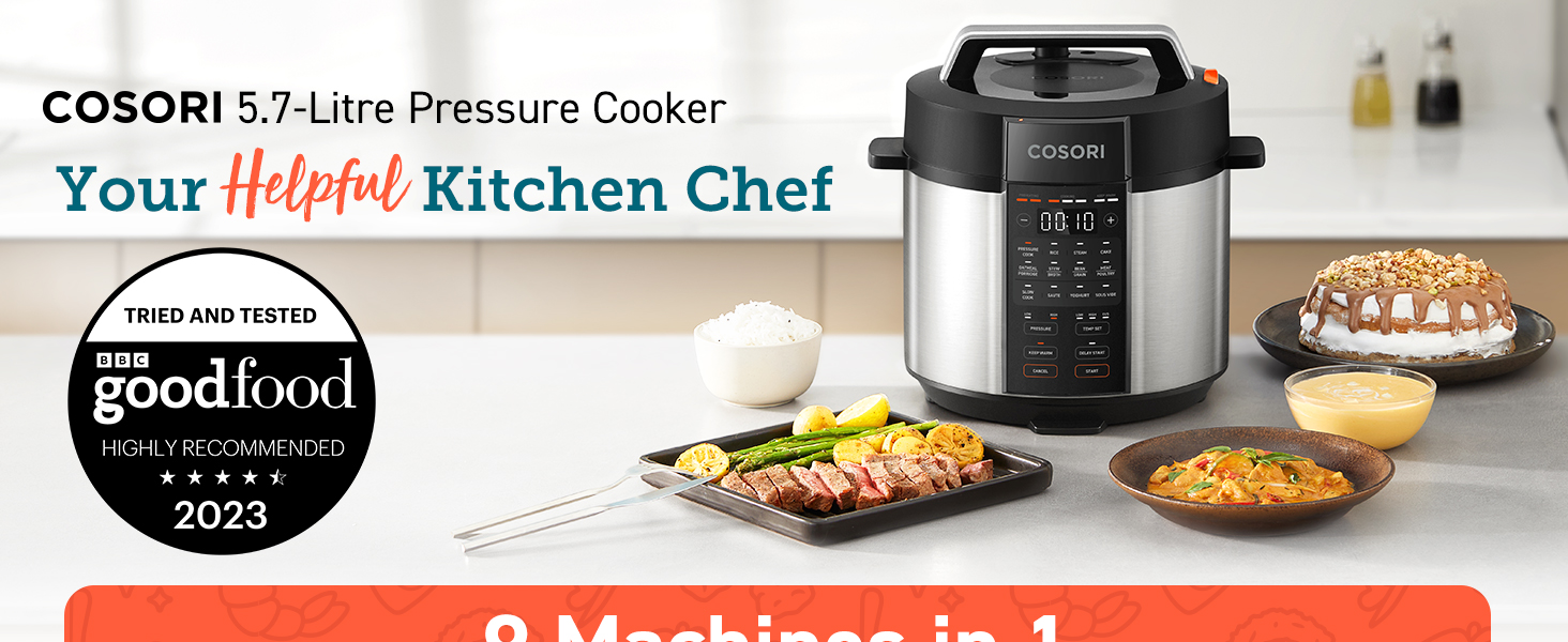 COSORI Pressure Cooker 5.7L, 70 Faster, 65+ Recipes(Cookbook & Online