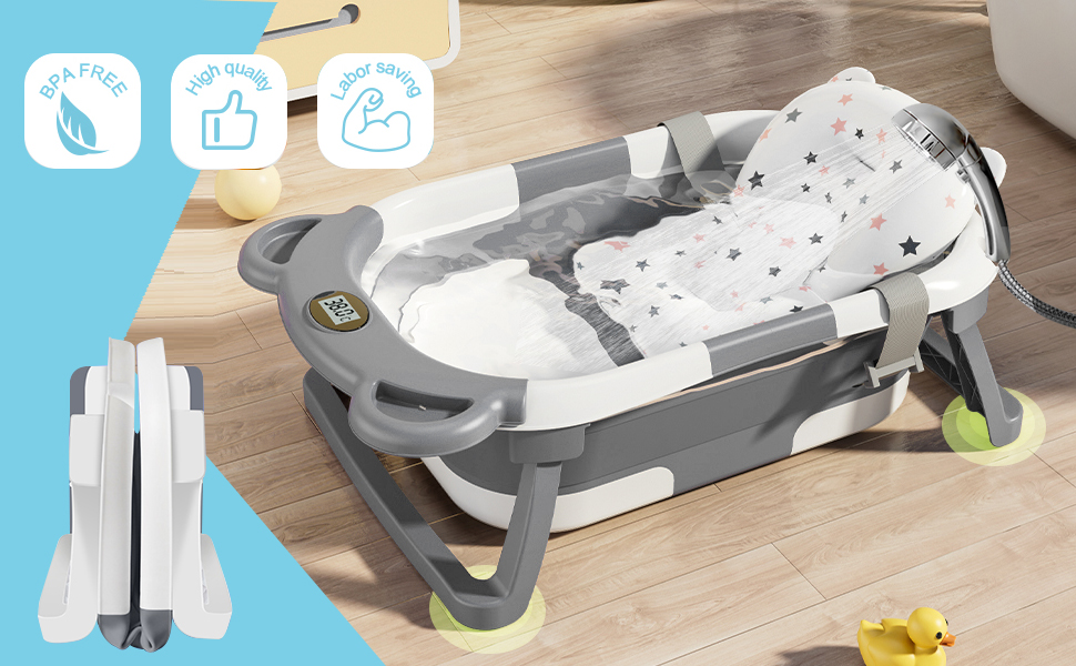 Simpleoa Baby Bathtub for Newborn, Baby Bath tub with Thermometer