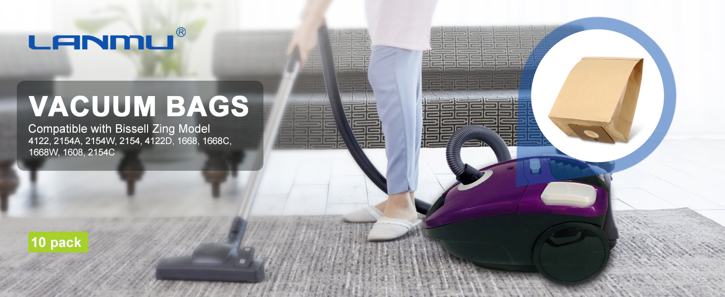 Vacuum Bags 2138425 Compatible with Bissell Zing Canister Vacuum