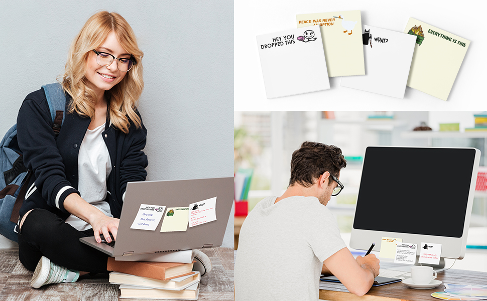 BunneDany Set of 12 Funny Meme Sticky Notes Dumpster Fire