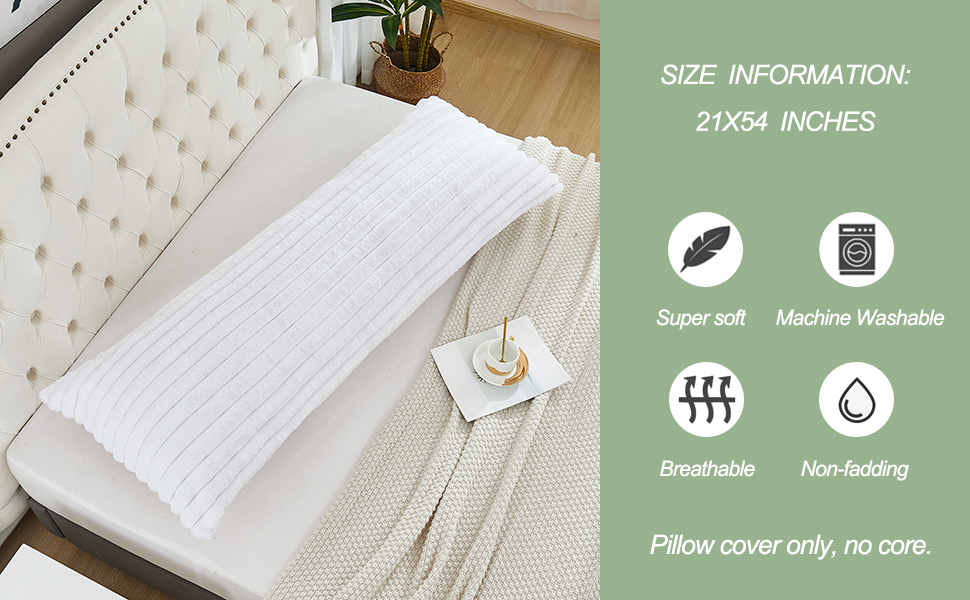 Yaoshuho Furry Faux Rabbit Fur Body Pillow Case Cover