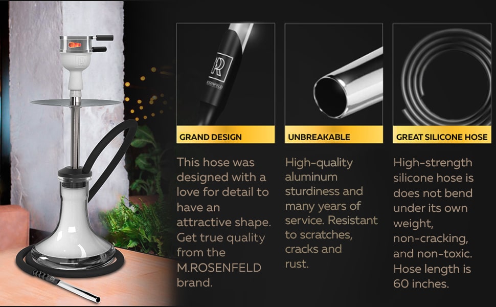 M. ROSENFELD Hookah Adapter & Mouthpiece Cleanable Hookah Hose
