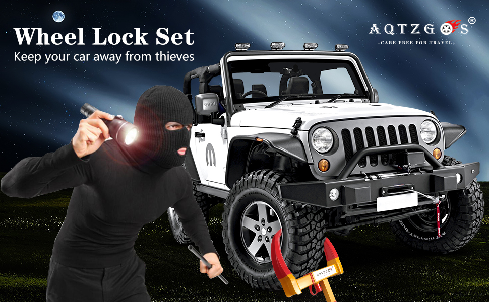 Car Wheel Clamp Lock, Heavy Duty Universal Adjustable Anti