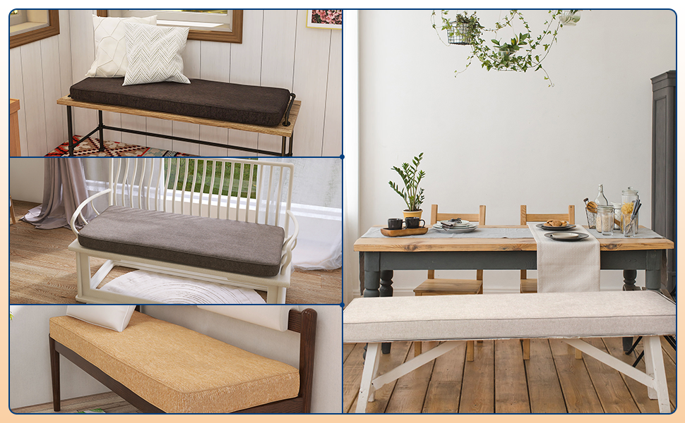 sutailocus Bench Cushion Double Piping Indoor/Outdoor Bench