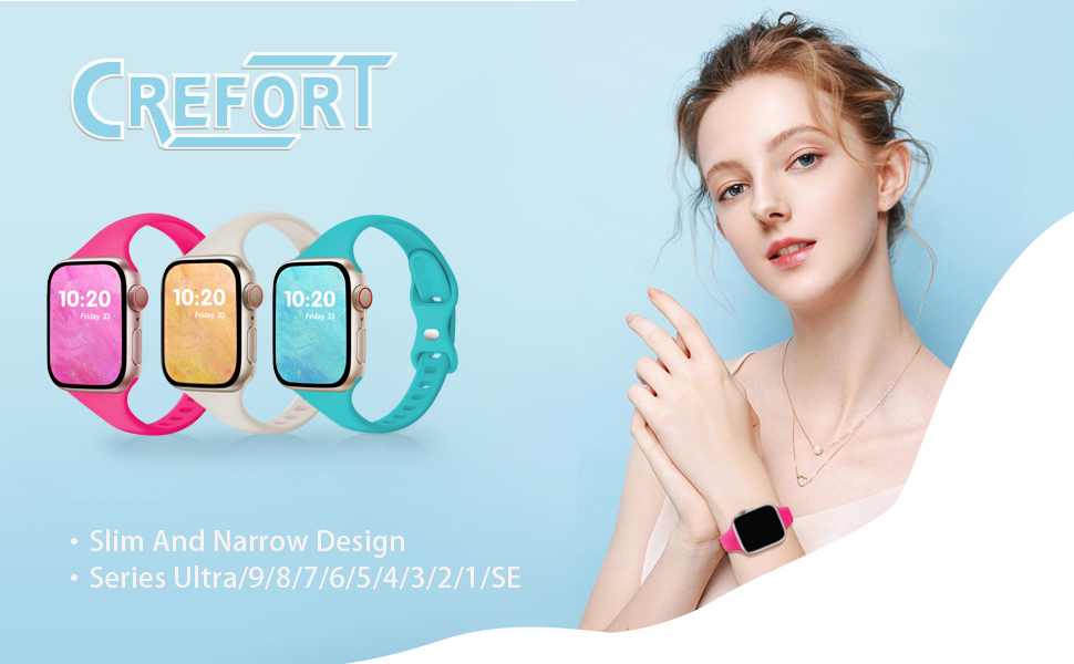 Slim Band Compatible with Apple Watch Bands 38mm 40mm 41mm 42mm 44mm 45mm 49mm for Women Men,