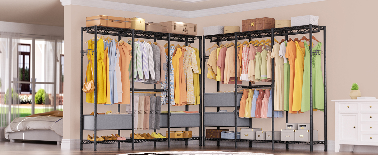 Clothes Rack with Fabric Basket