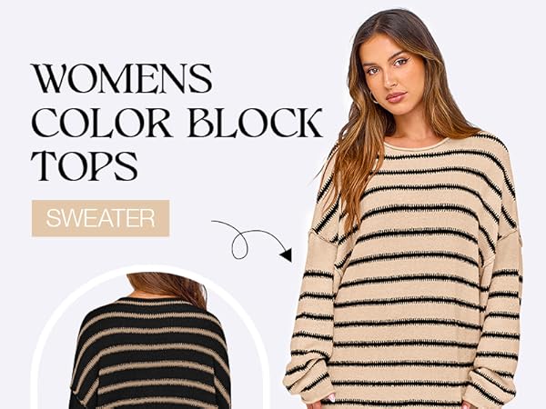 BTFBM Women's Striped Knit Sweaters 2025 Spring Fall Boat
