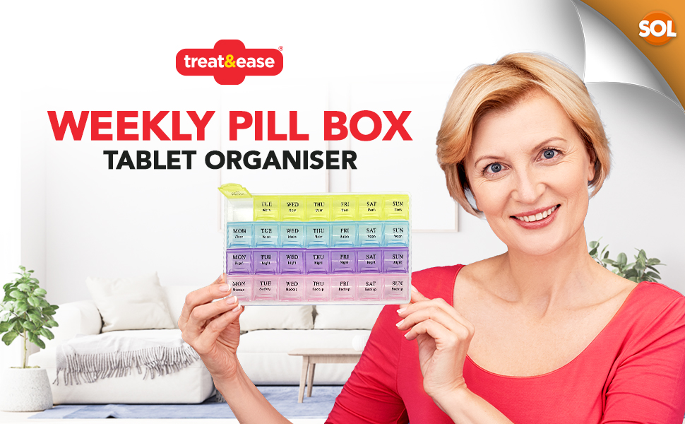 Weekly Pill Box Tablet Organiser 7 Day Pill Box Organiser Large Pill