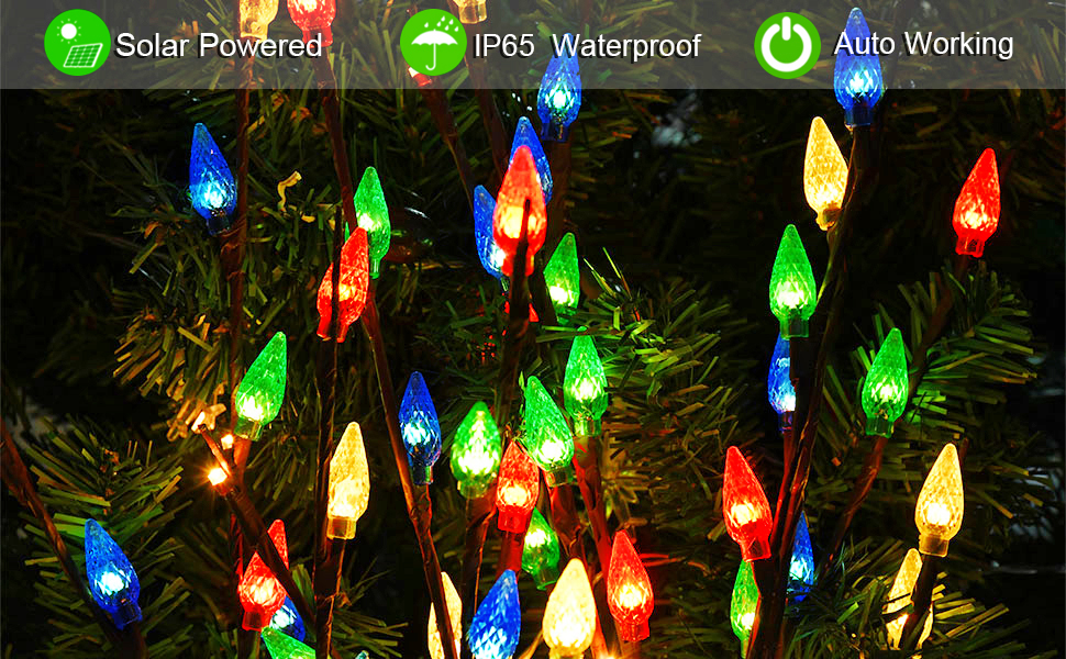 Homeleo Set of 4 Upgraded Solar Christmas Pathway Lights