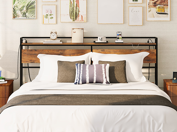 HOOBRO King Size Headboard, Headboard with 2 Outlets and 4