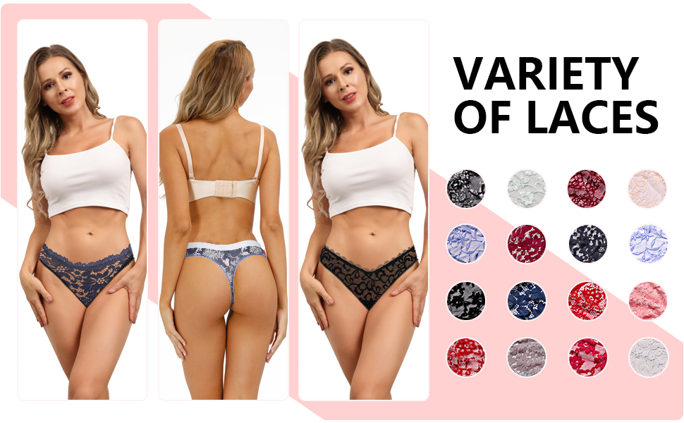 Lace thongs for women pack black and blue sexy underwear for women