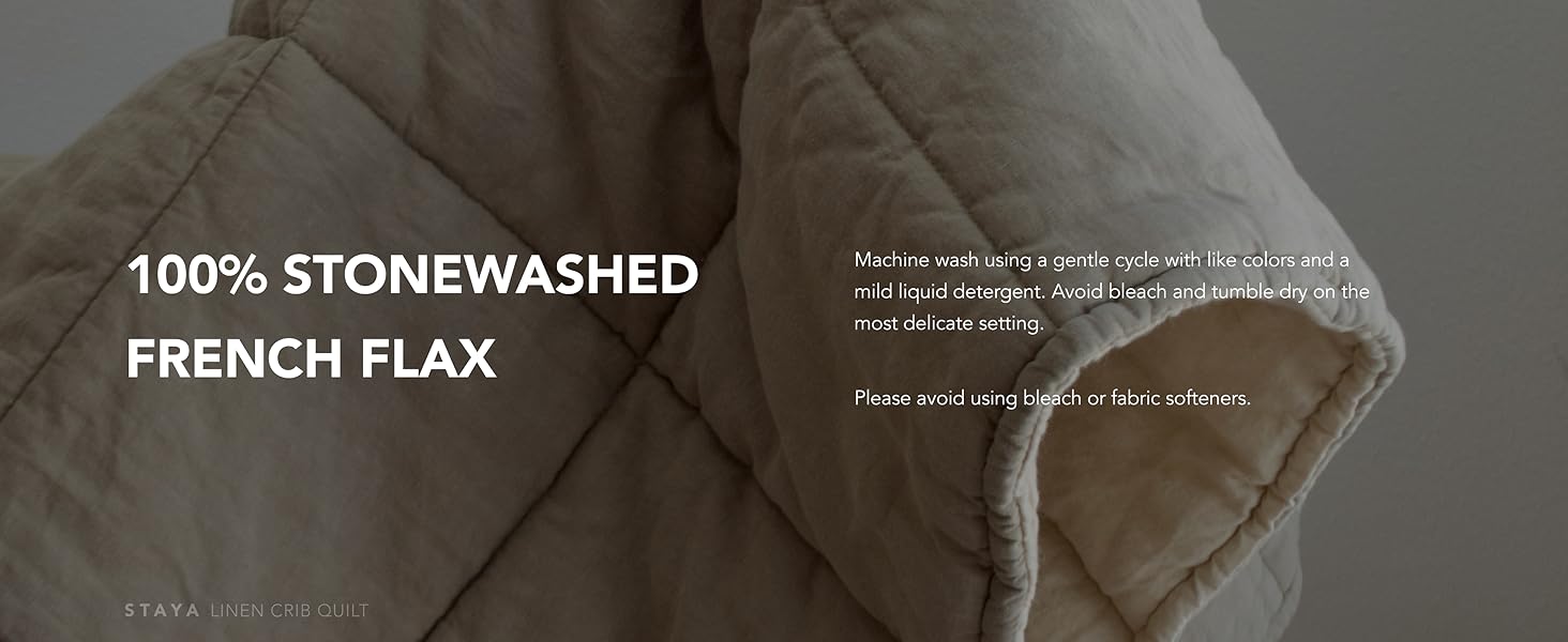 Staya Stonewashed Quilted Linen Crib Quilt, Baby Blanket