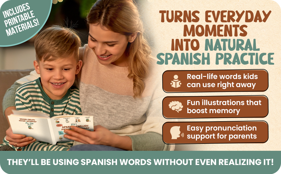 spanish english picture dictionary for kids; my first spanish words for kids, visual guide spanish