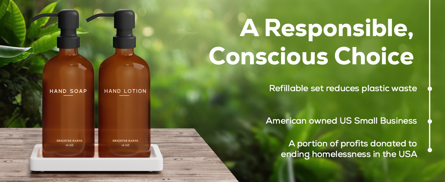 Responsible Conscious Choice - Luxury Soap Lotion Dispenser Set (Amber)