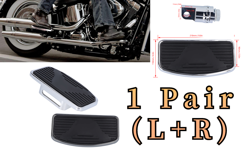 Aramox Motorcycle Rear Footboards, Pair of Adjustable Rear Passenger Floorboard Foot Peg Pedals