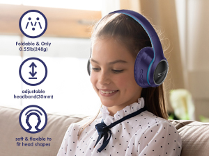 Bluetooth Headphones for Kids Comfortable Adjustable Light Weight