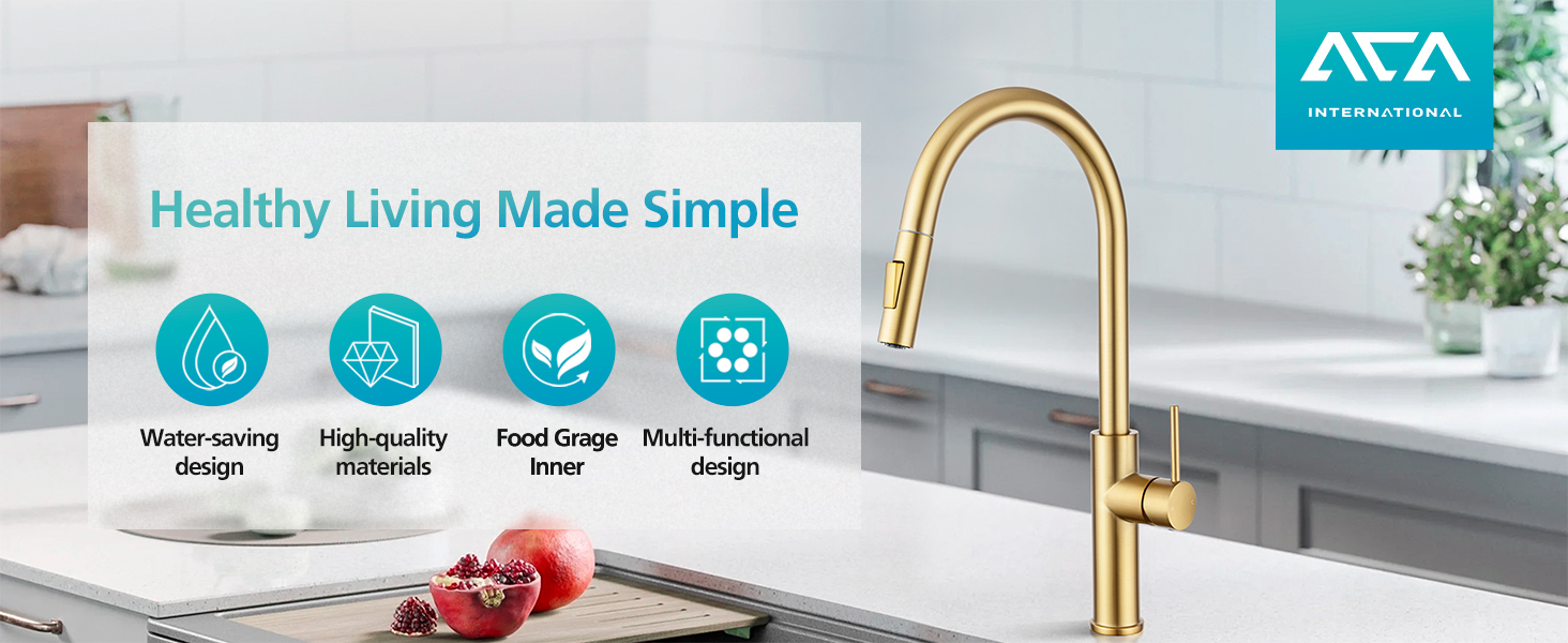 Gold pull out kitchen mixer tap