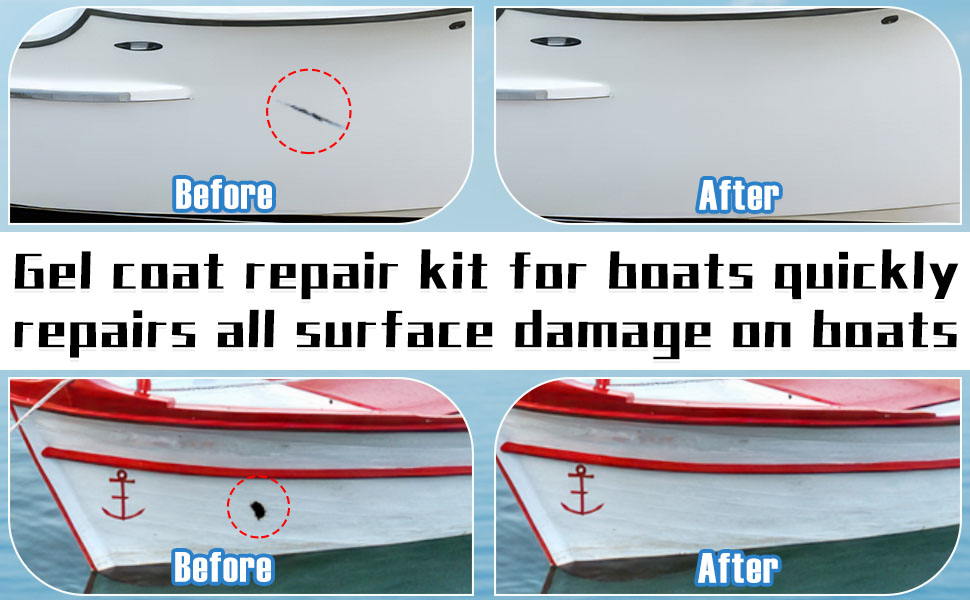 EIGTWEN 13PCS Fiberglass Repair Kit，100ml Gelcoat Repair Kit for Boats,Fiberglass