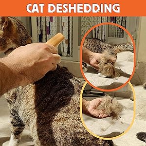 The brush in action showing the amount of fur removed by using the brush