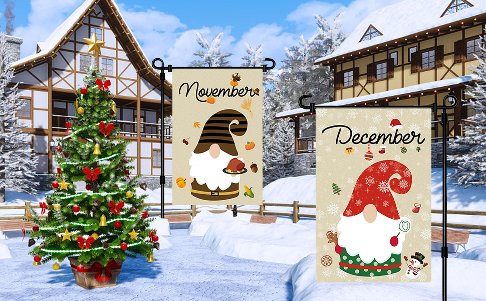 Garden Flags Seasonal Garden Flags Set of 12, Double