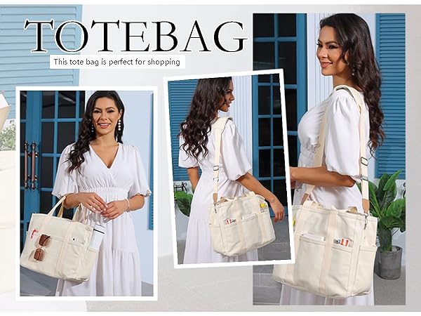Amazon.com: Huwzder Multi Pocket Tote Bag Canvas Crossbody