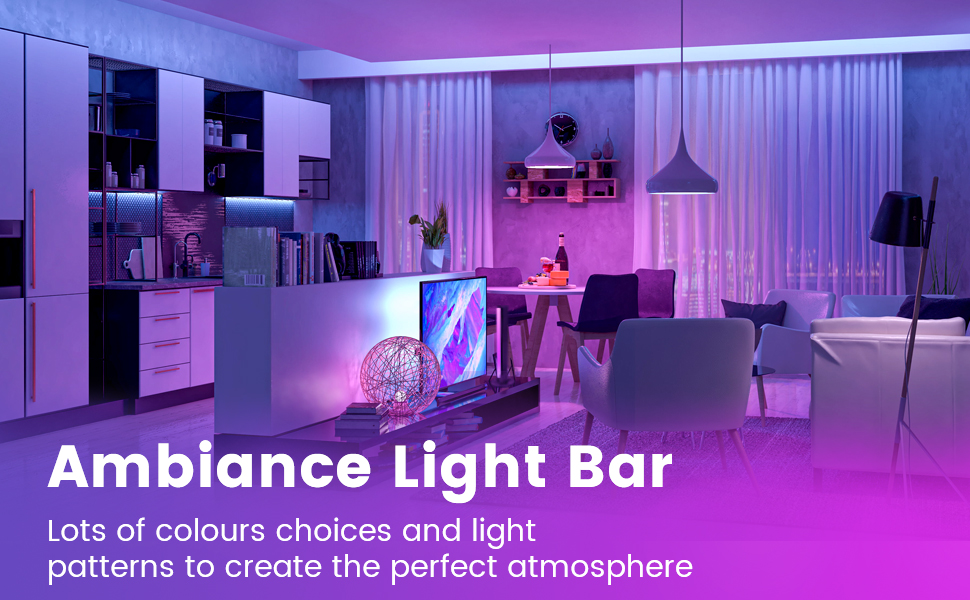 Smart LED Light Bar, RGB Light Bar Lamp Ambiance Gaming Lights with Multiple Lighting Effects