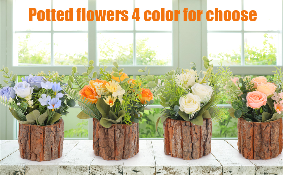 Artificial Flowers with Pot, Combination of Fake Silk flowers and