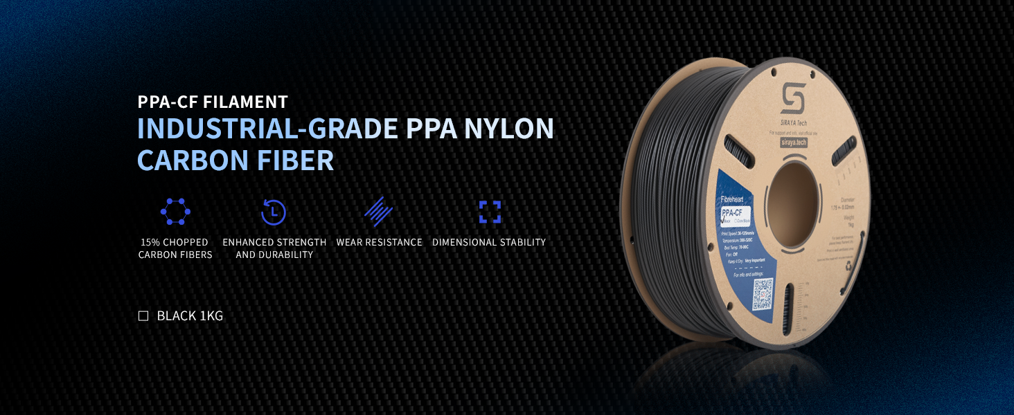 Siraya Tech Fibreheart PPA-CF 3D Printing Filament, Carbon Fiber Reinforced