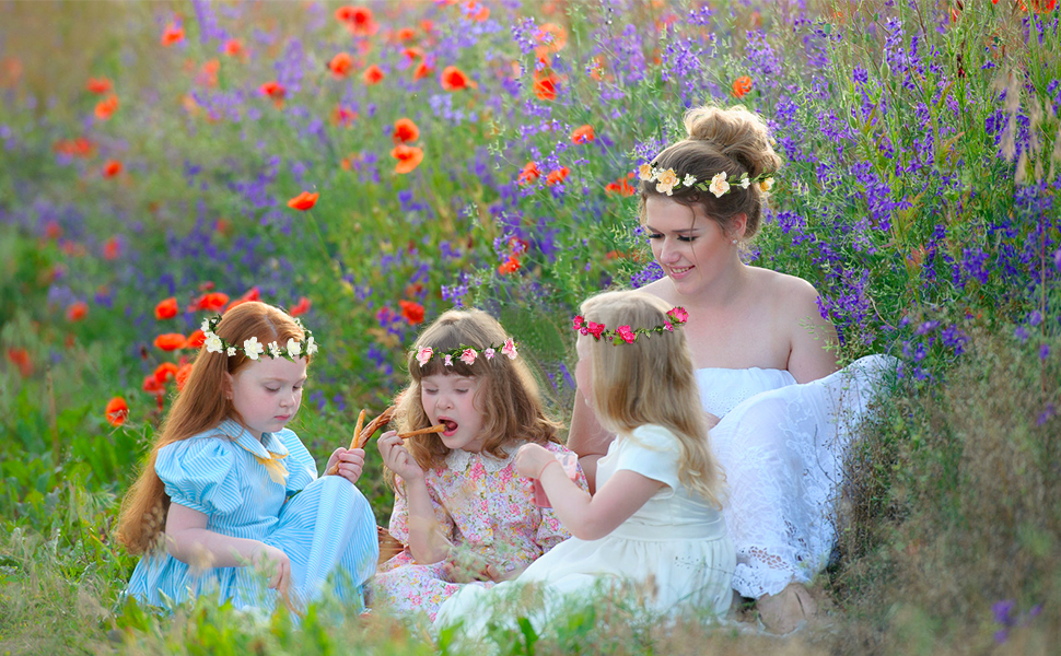 Bohemian Flower headband ponytail holder headband Bulk Ponytail Holder Flower Crown Floral headband