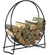 HAPPYGRILL Firewood Rack, 41 Inch Outdoor Firewood Log Hoop with 440LBS Capacity, Indoor Fireplac...