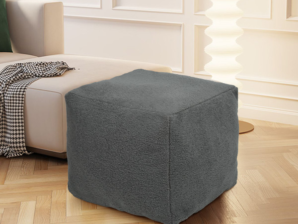 IDEE PUFF cover gray ♡ Amazon.com: idee-home Unstuffed Pouf Ottoman Cover, Bean Bag