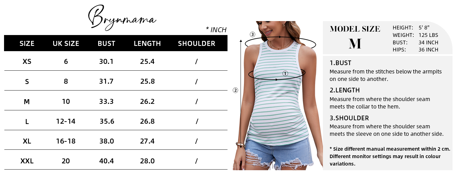 Striped Maternity Tank Tops Crew Neck Sleeveless Maternity Shirts Summer Basic Slim Fitted Tops