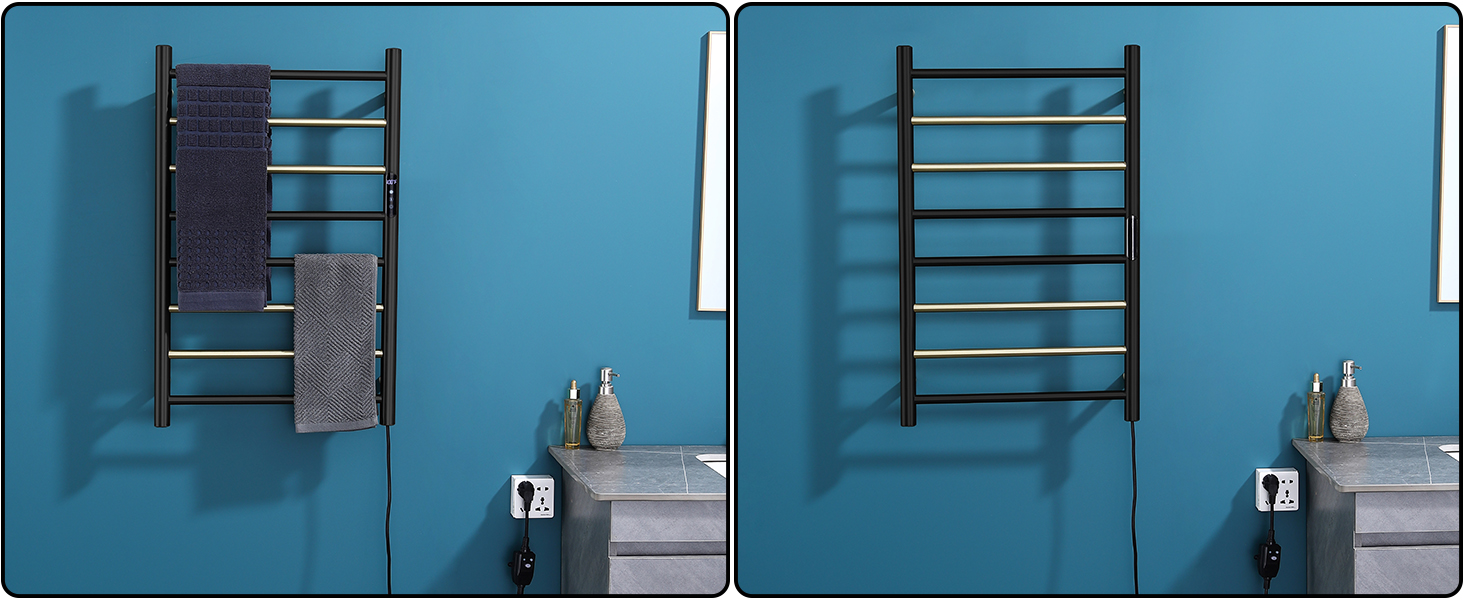 Towel Warmer Black and Brushed Gold